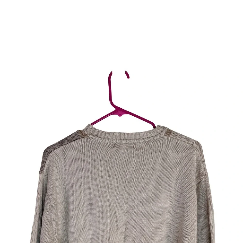 Dockers Sweater Mens XL Beige Colorblock Cable Knit Cotton Crew Neck Pullover